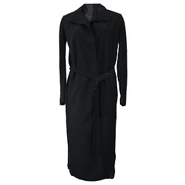 Belted Trenchcoat von Rick Owens aus schwarzer Wolle