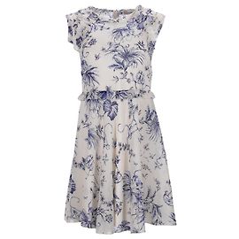 Vestido mini con estampado de mono y volantes en seda crema RED Valentino