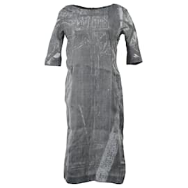 Vestido midi de manga corta efecto decolorado Marni en poliéster gris