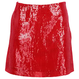 Rote Polyester Mini A-Linien-Rock mit Pailletten von Alberta Ferretti