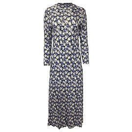 Autre Marque Rixo Elise Robe Midi Imprimée Florale à Manches Longues en Viscose Multicolore