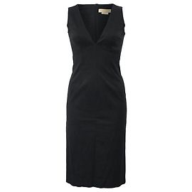 Vestido midi com decote em V Michael Kors em poliéster preto