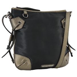 Borsa a Spalla BURBERRY in Nylon e Pelle Nera Auth ti2478