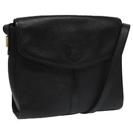 Autre Marque Bolsa de Ombro Burberrys em Couro Preto Auth yk16288