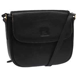 Autre Marque Burberrys Schultertasche aus schwarzem Leder Auth ep6980