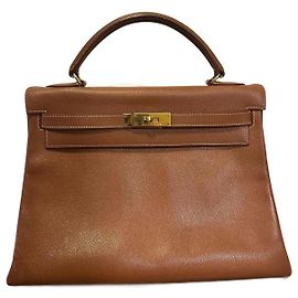Borsa Hermès Kelly 28 in pelle color caramello