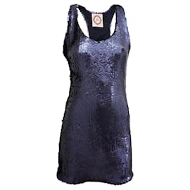 Autre Marque Vestido mini de seda con espalda nadadora y lentejuelas Bizuu azul marino S - M
