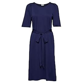 Vestido midi plisado acampanado con lazo en la cintura de Filippa K en azul marino talla S