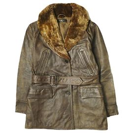 Ralph Lauren RRL Vollnarbenlederjacke mit Schafslederkragen