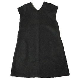 Autre Marque YOKO CHAN Mohair V-Ausschnitt Kleid aus schwarzer Wolle
