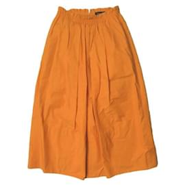 Autre Marque Falda Drawer de algodón naranja con cintura fruncida