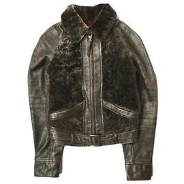 Ralph Lauren RRL Lammfell- und Lederjacke