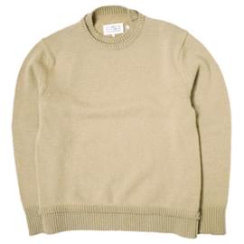 Maison Margiela Rundhals-Pullover aus Baumwolle, Leinen und Wolle mit Ellbogenpatches - Autre Marque
