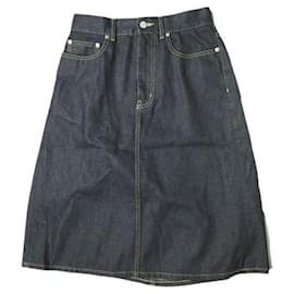 Autre Marque Falda de denim selvedge con pliegue trasero índigo