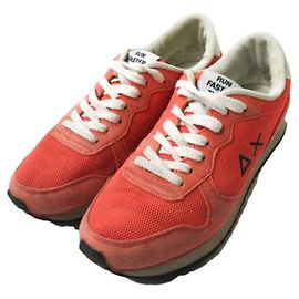 Autre Marque SUN68 Wildleder Nylon Mesh Sneakers Orange