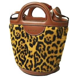 Borsa a secchiello in pelle di pecora e vitello Tropicalia di Marni