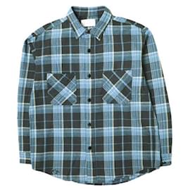 Autre Marque Camisa xadrez de seda e algodão danificada UNUSED US2285