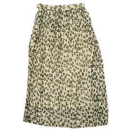 Autre Marque Falda larga plisada SACRA Leopardo Beige
