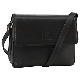 Autre Marque Borsa a spalla Burberrys in pelle nera e oro Auth mr850