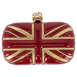 Alexander McQueen Britannia Skull Box Clutch Bag aus rotem Lackleder - Alexander Mcqueen