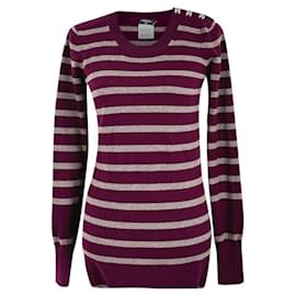 Chanel Neuer burgunderfarbener Cashmere-Pullover mit CC-Drehverschlüssen