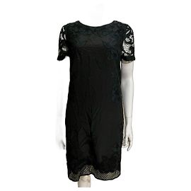 Diane Von Furstenberg DvF Leighton Spitzen- und Seidenkleid in Schwarz