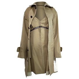 Sacai Trenchcoat aus braunem Baumwoll mit Kleidereinsatz