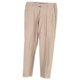  Ermenegildo Zegna Straight-Leg Trousers in Brown Cotton