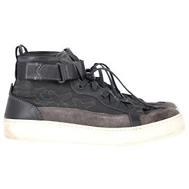 Sneakers alte Ermenegildo Zegna Couture in tela nera e pelle