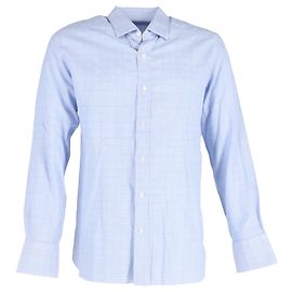 Camicia a maniche lunghe a quadri con bottoni Tom Ford in cotone blu