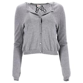 Grauer Wollcardigan mit Schleife von RED Valentino