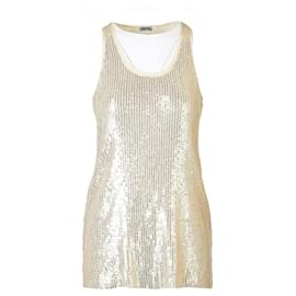 By Malene Birger Top de carrera con lentejuelas en oro y plata metálica M de Malene Birger