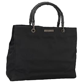 Borsa a mano in nylon nero GUCCI Bamboo 002 1010 3444 Auth ep7044