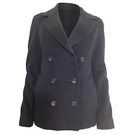 Cappotto Pea Coat Max Mara Studio in lana vergine blu navy