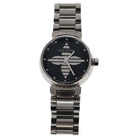 LOUIS VUITTON Tambour Forever Q121F Diamant Lug Pave Diamant Grau Uhren Q121F 101376S