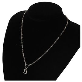 Collana Christian Dior metallo Argento Auth am7443