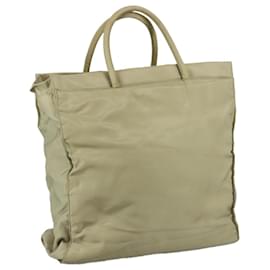 PRADA Tote Bag Nylon Beige Silber Auth mr836 - Prada