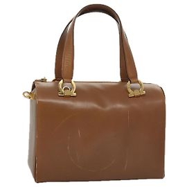 Bolso Boston de cuero beige dorado Salvatore Ferragamo Auth ti2472