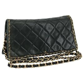 Borsa a spalla con catena CHANEL in pelle nera CC Auth 106420