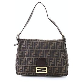Borsa a spalla Mamma Baguette Fendi Zucca marrone oro