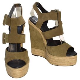 Sandali con zeppa Pierre Hardy in suede verde 41