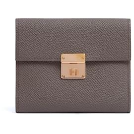 Hermès Clic 10 Etoupe Leder Geldbörse Kartenhalter
