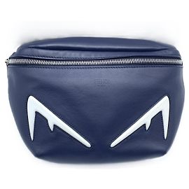Borsa in pelle Fendi Bugs Eye blu navy