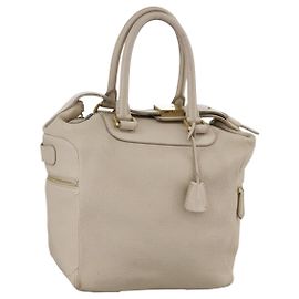 Céline Borsa a mano CELINE in pelle beige dorato Auth bs21026