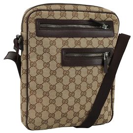 Borsa a Spalla GG Canvas GUCCI Beige Oro 92551 Auth bs20822