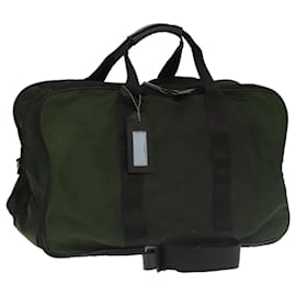 PRADA Borsa Boston Nylon 2way Khaki Argento Auth mr830