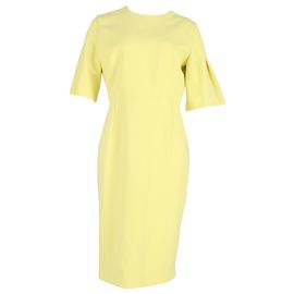 Abito midi a maniche a campana in lana gialla di Roland Mouret