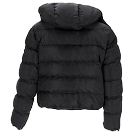 Giacca imbottita con cappuccio in piuma Prada Sport in nylon nero