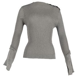 Top de manga larga de punto acanalado Roland Mouret en poliéster gris