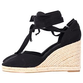 Reformation Camille Wedge con lacci in suede nero